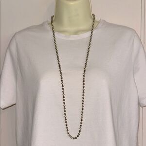 Long Muted Gold Tone Beaded Necklace